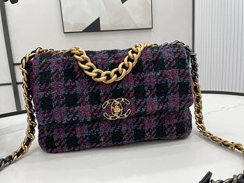 Chanel 19 flap tweed pink black bag 30cm