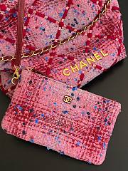 Chanel 22 Wool Tweed & Gold-Tone Metal Tote Pink Bag  - 6