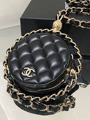 Chanel Quilted Lambskin Chain Round Clutch - 4