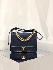 Chain Handle Flap Quilted Calfskin 2 Chains Bag - 1