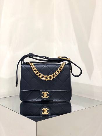 Chain Handle Flap Quilted Calfskin 2 Chains Bag