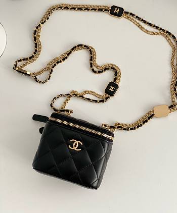 Chanel square vanity black leather mini bag