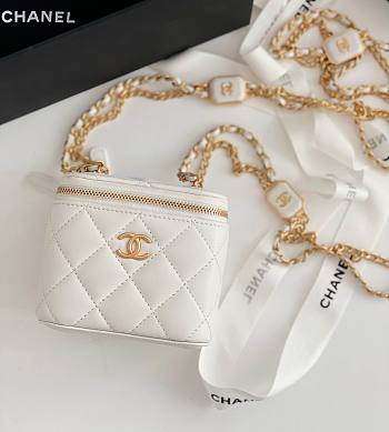 Chanel square vanity white leather mini bag 