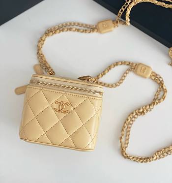 Chanel square vanity yellow leather mini bag