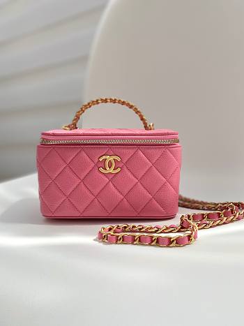 Chanel vanity pink leather handle bag