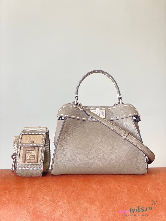 Fendi Peekaboo Iconic mini grey leather bag  - 1