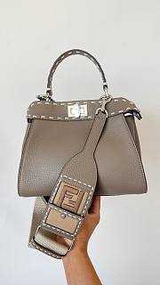 Fendi Peekaboo Iconic mini grey leather bag  - 2