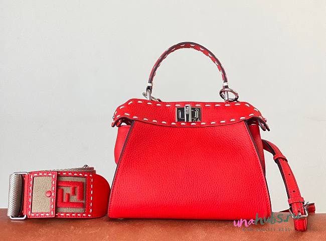 Fendi Peekaboo Iconic mini red leather bag - 1