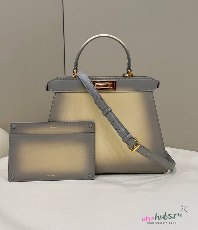 Fendi Peekaboo I See You Gray Hand Bag - 1