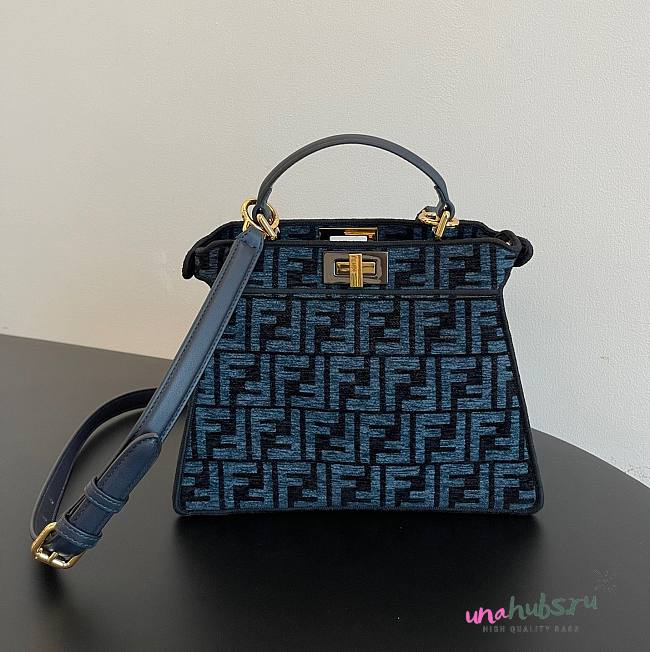 Fendi Peekaboo I See You Medium Blue FF Bag - 1