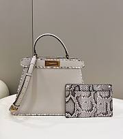 Fendi Peekaboo Grain Leather and Elaphe White Bag  - 1