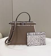 Fendi Peekaboo Grain Leather and Elaphe Brown Bag - 1