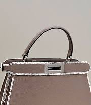 Fendi Peekaboo Grain Leather and Elaphe Brown Bag - 3