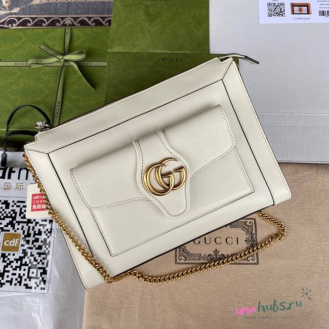 GUCCI Small GG Dahlia White Shoulder Bag - 1