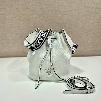 Prada white leather bucket bag