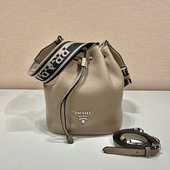 Prada beige leather bucket bag