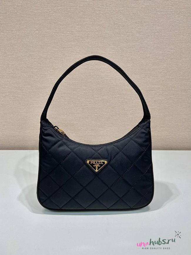 Prada Hobo Mini Quilted Black Nylon Shoulder Bag - 1