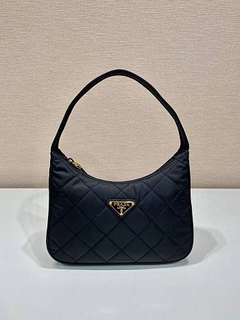 Prada Hobo Mini Quilted Black Nylon Shoulder Bag