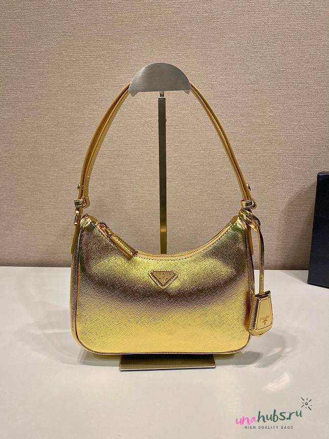 Prada Saffiano Gold Leather Mini Shoulder Bag - 1