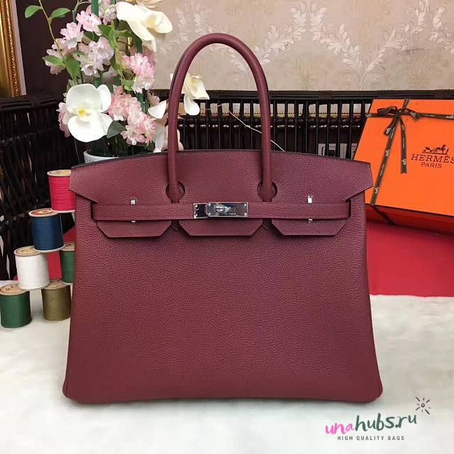 Hermes Birkin Rouge Togo Leather Silver Hardware Bag - 1