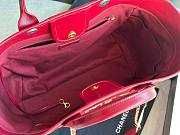 Chanel Deauville Red Leather Tote Shopping Bag - 5