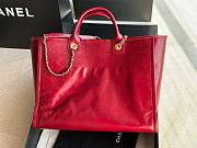 Chanel Deauville Red Leather Tote Shopping Bag - 3