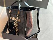 Chanel Deauville Black Leather Tote Shopping Bag - 5