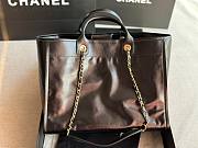 Chanel Deauville Black Leather Tote Shopping Bag - 4