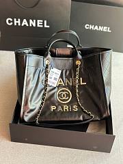 Chanel Deauville Black Leather Tote Shopping Bag - 2