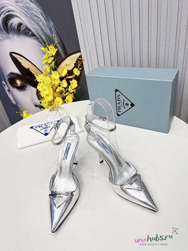 Prada metallic silver heels - 1