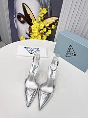 Prada metallic silver heels - 4