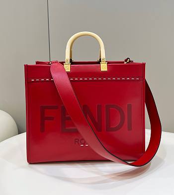 Fendi Sunshine Red Leather Tote Bag 36cm 