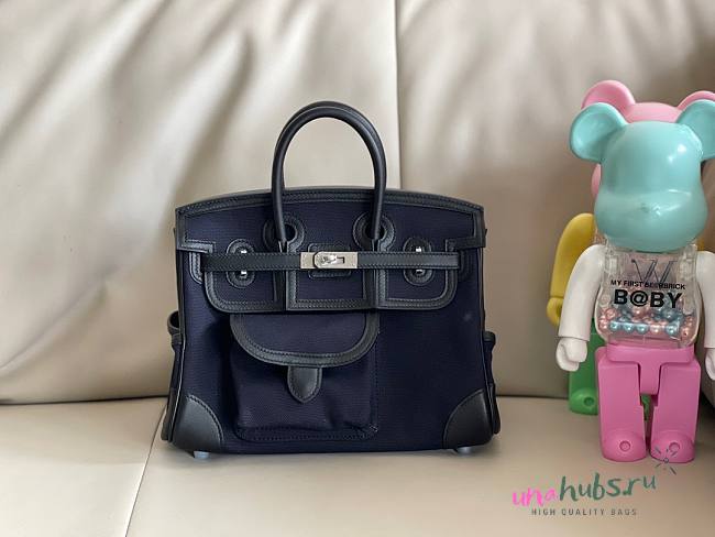 Hermes Birkin 25 Cargo Swift Blue Marine Silver Hardware Bag - 1