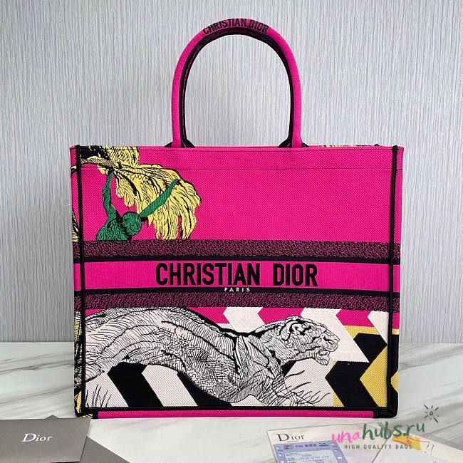 Dior Large Multicolor Toile De Jouy Embroidery Book Tote - 1