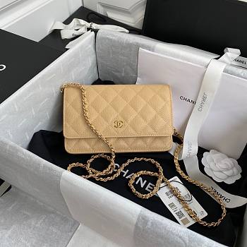 Chanel woc 19cm calfskin beige leather bag