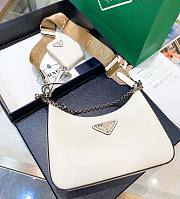 Prada Re-Edition 2005 Saffiano White Leather Silver Hardware Bag  - 2