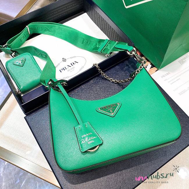 Prada Re-Edition 2005 Saffiano New Green Leather Bag - 1