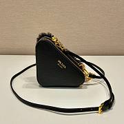 Prada black shearling & saffiano leather mini-pouch - 6