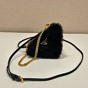 Prada black shearling & saffiano leather mini-pouch - 5