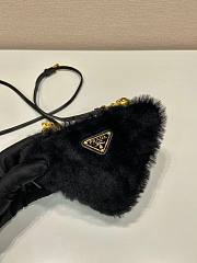 Prada black shearling & saffiano leather mini-pouch - 3