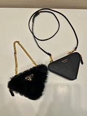 Prada black shearling & saffiano leather mini-pouch - 2