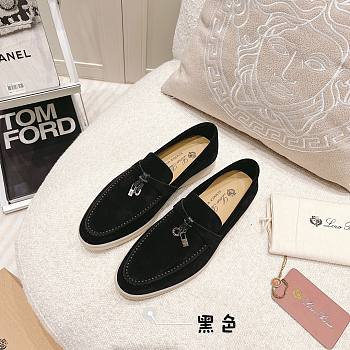 Lora Piana black suede flats