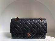 Chanel lampskin classic flap black 25cm rose gold hardware bag - 1