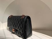 Chanel lampskin classic flap black 25cm rose gold hardware bag - 5