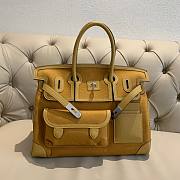 Hermes Birkin 35 Cargo Swift Yellow Marine Silver Hardware Bag - 1