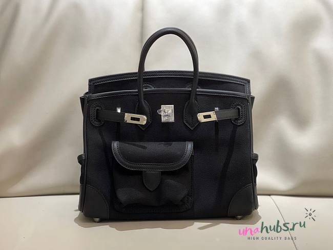 Hermes Birkin 25 Cargo Swift Black Marine Silver Hardware Bag - 1