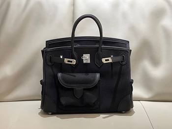 Hermes Birkin 25 Cargo Swift Black Marine Silver Hardware Bag