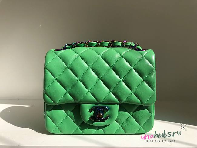 Chanel classic flap green 17cm bag - 1