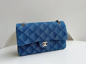 Chanel classic flap blue denim 25cm bag