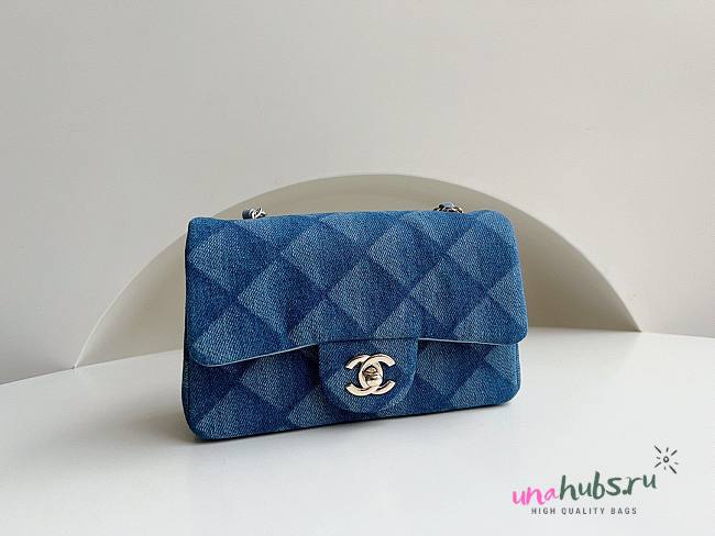 Chanel classic flap blue denim 20cm bag - 1